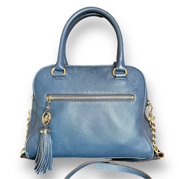 Michael Kors Navy Blue Handbag Gold Metal Hardware